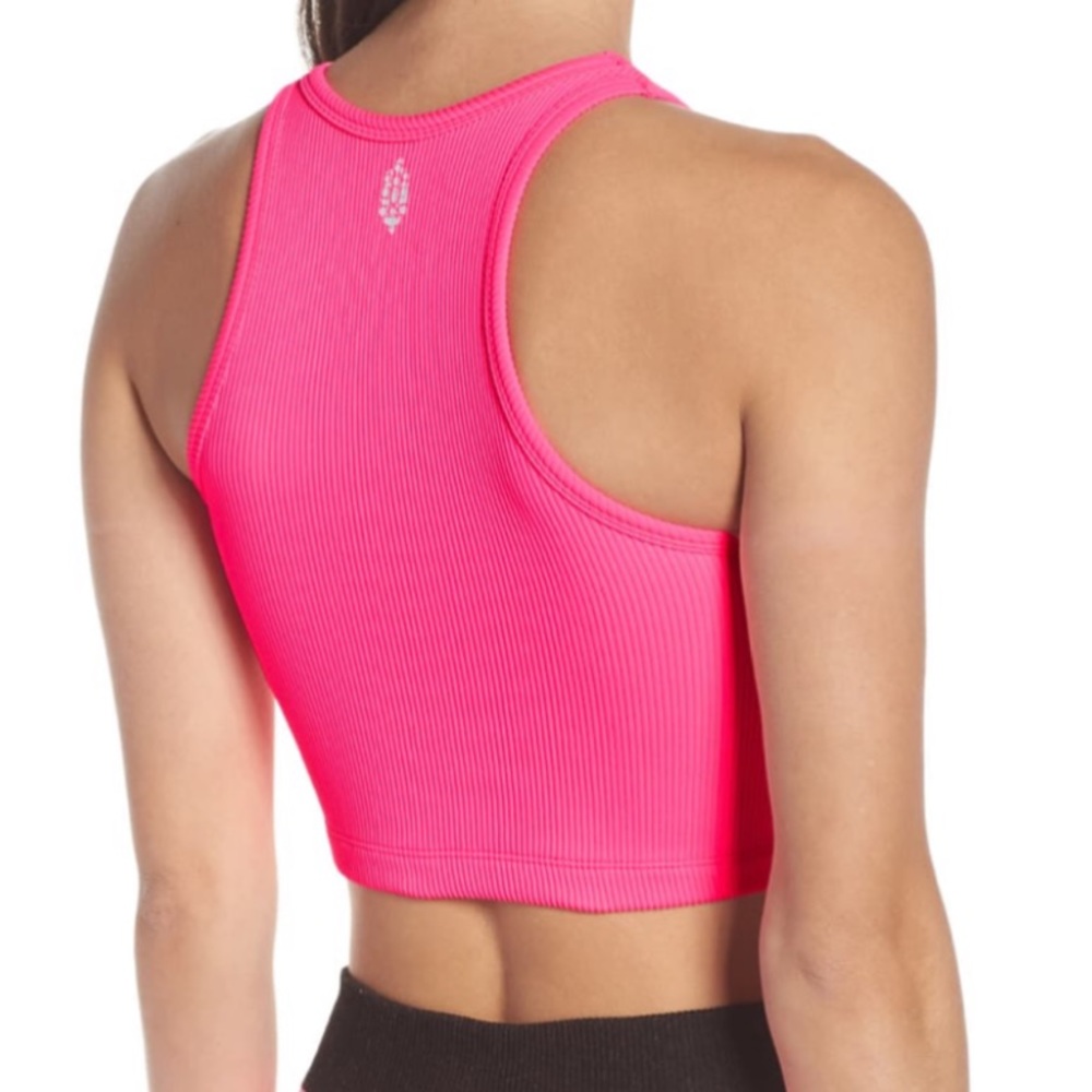NWT Free People Seamless ribbed Pink Crop tank - Picture 2 of 6